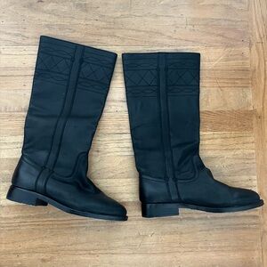 Black Leather Knee-High Boots | Size 6.5/37